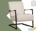 Leren fauteuil Lodge - Toledo Misty (crème), Industrieel, Modern, Scandinavisch, Nieuw, Ophalen of Verzenden, 50 tot 75 cm