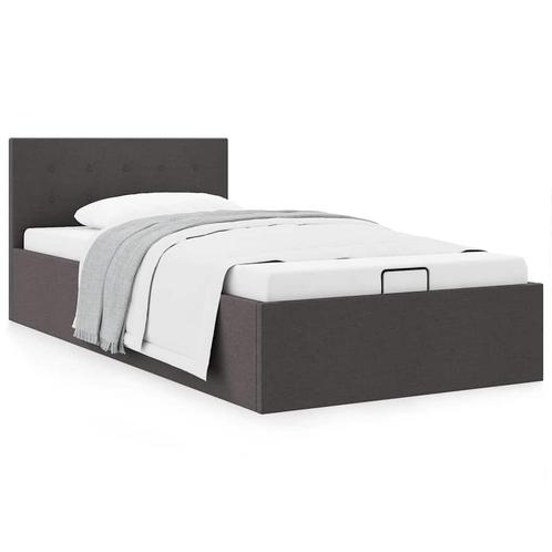 vidaXL Bedframe met hydraulische opslag stof donkergrijs, Huis en Inrichting, Slaapkamer | Bedden, 100 cm, 200 cm, Grijs, Eenpersoons