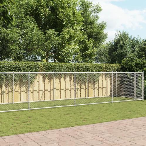 vidaXL Hondenhok met deur 10x2x1,5 m gegalvaniseerd staal, Dieren en Toebehoren, Honden-accessoires, Nieuw, Verzenden