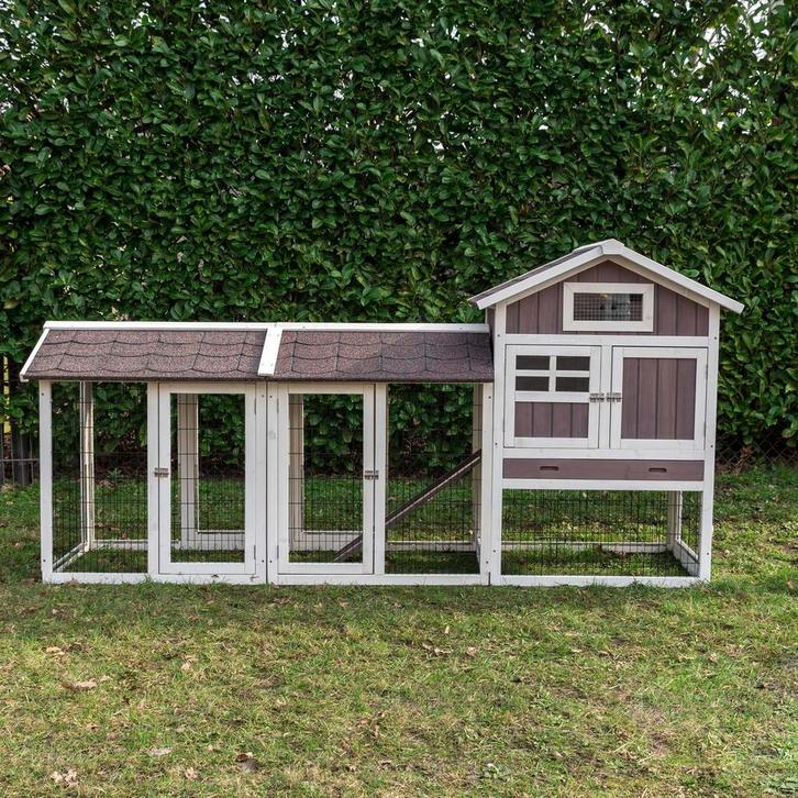 Konijnenhok Amalie ren links XXL Wit/Taupe Dennenhout, Dieren en Toebehoren, Knaagdieren en Konijnen | Hokken en Kooien, Verzenden