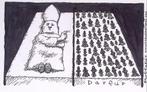 Pentekening Amerika - Darfur en de paus (lijst optie), Antiek en Kunst, Verzenden