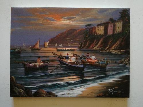 Mario Galanti (XX) - Pescatori a Sorrento, Antiek en Kunst, Kunst | Schilderijen | Klassiek