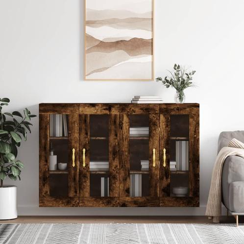 vidaXL Hangkasten 2 st bewerkt hout gerookt eikenkleurig, Huis en Inrichting, Kasten | Buffetkasten, Nieuw, Overige houtsoorten