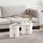 vidaXL Salontafel 2 pcs Wit 39.5 x 39.5 x 30 cm Massief, Huis en Inrichting, Tafels | Salontafels, Verzenden, Rond, Nieuw, Minder dan 50 cm