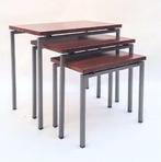 Set bijzettafels - Teak, Metaal - Drie bijzettafeltjes