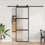 vidaXL Schuifdeur met beslagset 76x205 cm gehard glas zwart, Doe-het-zelf en Verbouw, Deuren en Horren, Verzenden, Nieuw