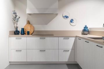 Outletkeuken Eiken Nordic blauwe hoekkeuken beschikbaar voor biedingen