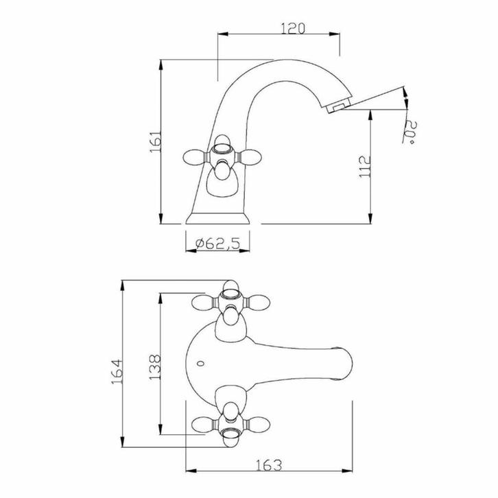 Wastafelkraan Schütte Elk Klassiek Mengkraan met Waste en, Doe-het-zelf en Verbouw, Sanitair, Ophalen of Verzenden