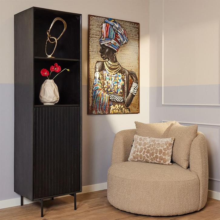 *WOONWINKEL* Starfurn Madison Boekenkast Zwart Mangohout, Huis en Inrichting, Kasten | Wandmeubels, Nieuw, Verzenden