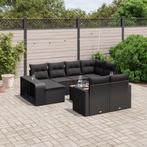 vidaXL 11-delige Loungeset met kussens poly rattan zwart, Verzenden, Nieuw, Rotan, Loungeset