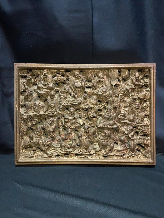 Window flower carving of Maitreya Buddha - hard hout - China, Antiek en Kunst, Antiek | Overige Antiek