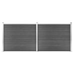 vidaXL Schuttingpanelenset 353x146 cm HKC zwart, Tuin en Terras, Schuttingen, Verzenden, Nieuw, Kunststof, 1 tot 2 meter