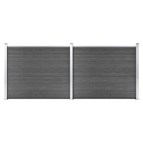 vidaXL Schuttingpanelenset 353x146 cm HKC zwart, Tuin en Terras, Schuttingen, Nieuw, Kunststof, 1 tot 2 meter, Verzenden