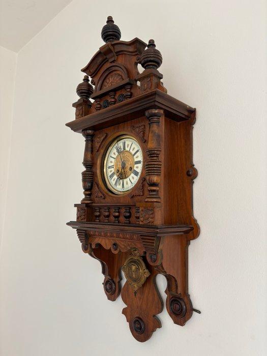 Wandklok - Hout, Messing - 1920-1930, Antiek en Kunst, Antiek | Klokken