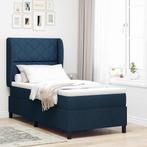 vidaXL Boxspring bed met matras met hoofdeinde Blauw 90 x, Huis en Inrichting, Verzenden, Nieuw, Blauw, Stof