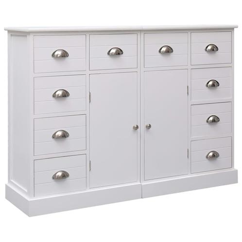 vidaXL Dressoir met 10 lades 113x30x79 cm hout wit, Huis en Inrichting, Kasten | Dressoirs, 25 tot 50 cm, Nieuw, 100 tot 150 cm