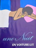 Bernard Villemot - “Le Nuit - en voiture lit “ - Jaren 1970, Antiek en Kunst, Kunst | Tekeningen en Foto's