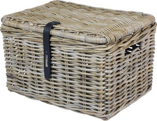 Basil Dax L fietsmand voorop met deksel, grijs, Fietsen en Brommers, Fietsaccessoires | Fietstassen, Verzenden