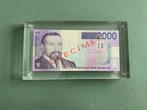 België. - 2000 Francs ND (1994-2001) - SPECIMEN in acryl -, Postzegels en Munten
