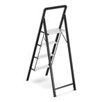Huishoudtrap 4 treden - opvouwbare trapladder - zwart zilver, Doe-het-zelf en Verbouw, Ladders en Trappen, Ophalen of Verzenden
