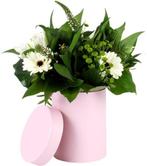 Bloemendoos roze hoedendoos karton excl. decoratie ø13xh17, Hobby en Vrije tijd, Knutselen, Ophalen of Verzenden, Nieuw