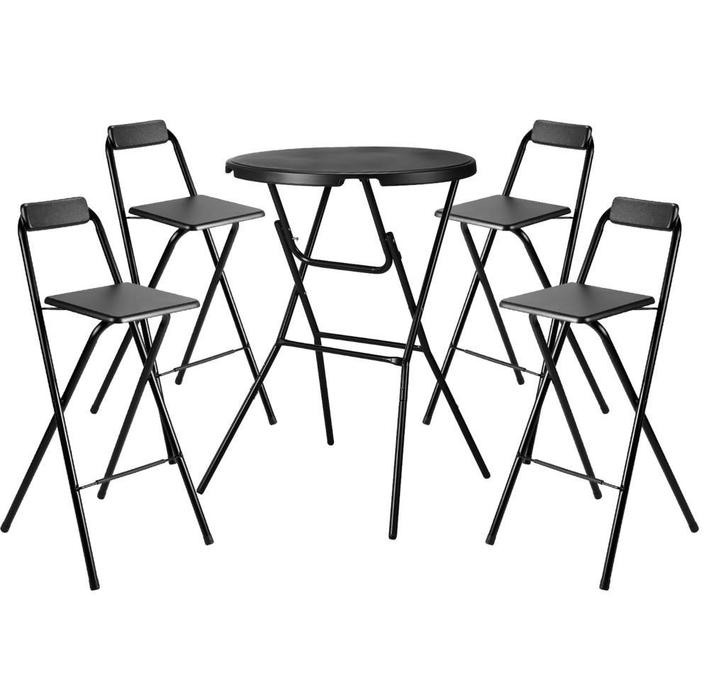 Bardi 2 Delige Inklapbare Barkrukken Set Voor Statafel - ZWA, Huis en Inrichting, Barkrukken, 90 cm of meer, Met voetsteun, 2 krukken