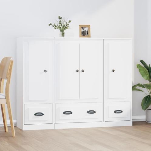 vidaXL buffetkasten 3 st bewerkt hout wit, Huis en Inrichting, Kasten | Buffetkasten, Nieuw, Overige houtsoorten, Verzenden