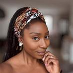 Afrikaanse Bruin Bogolan Mosaic hoofddoek - headwrap, Ophalen of Verzenden, Nieuw