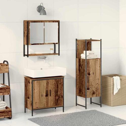 vidaXL Badkamermeubelset 3 pcs Bruin 33 x 33 x 102,5 cm, Huis en Inrichting, Badkamer | Badkamermeubels, Nieuw, Verzenden