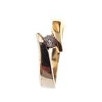 Bicolor gouden ring met diamant 0,14 ct. (witgoud, geelgoud), Sieraden, Tassen en Uiterlijk, Ringen, 18 tot 19, Gebruikt, Overige kleuren