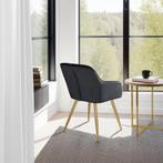 Eetkamerstoel Marilyn fluweellook, gouden poten - zwart/goud, Huis en Inrichting, Stoelen, Verzenden, Nieuw