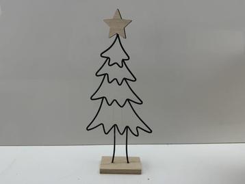 Veiling - 12x  Metalen kerstboompjes met houten voet en beschikbaar voor biedingen