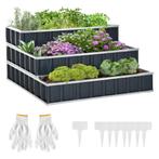 TRUUSK Verhoogd Bloembed Van Staal 118x118x62 Cm 3-traps Blo, Verzenden, Nieuw