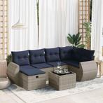 vidaXL 7-delige Loungeset met kussens poly rattan grijs, Tuin en Terras, Tuinsets en Loungesets, 5 zitplaatsen, Nieuw, Loungeset