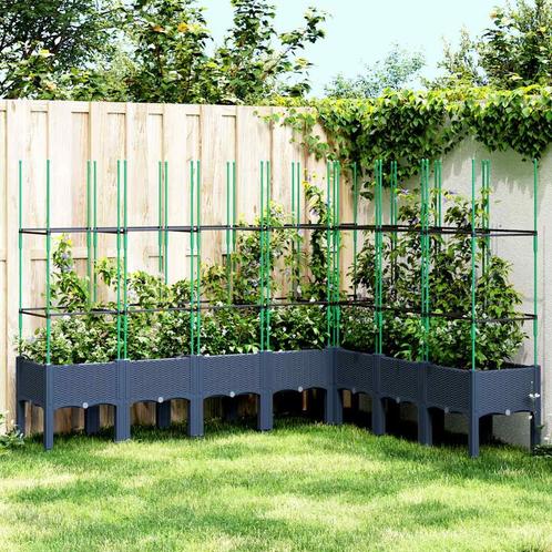 vidaXL Plantenbak met latwerk 200x160x142,5 cm polypropeen, Tuin en Terras, Bloembakken en Plantenbakken, Nieuw, Kunststof, Verzenden