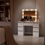 Kaptafel / Schminktafel Talea - Incl. Spiegel en LED - Wit, Verzenden, Nieuw