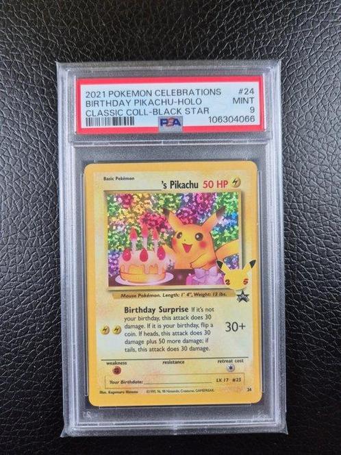 Pokémon - 1 Graded card - PSA 9 MINT Birthday Pikachu 24, Hobby en Vrije tijd, Verzamelkaartspellen | Pokémon