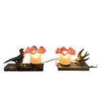 Lamp (2) - Marmer, Zinklegering, Glas