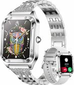 Zilverkleurige Smartwatch dames met Swarovski stenen, tel..., Sieraden, Tassen en Uiterlijk, Smartwatches, Nieuw, Verzenden