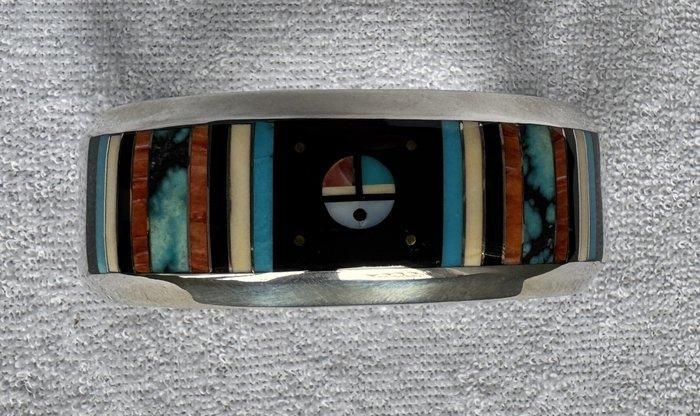 Massieve sterling zilveren armband - Willie Shaw - Navajo -, Antiek en Kunst, Kunst | Niet-Westerse kunst