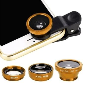 3 in 1 Universele Camera Lens Clip voor Smartphones Goud - beschikbaar voor biedingen