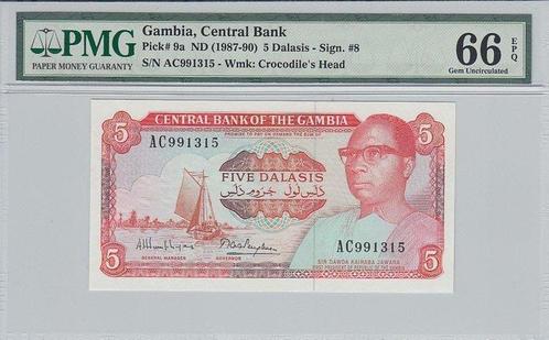 Gambia P 9a 5 Dalasis Nd1987-90 Pmg 66 Epq, Postzegels en Munten, Bankbiljetten | Europa | Niet-Eurobiljetten, Verzenden