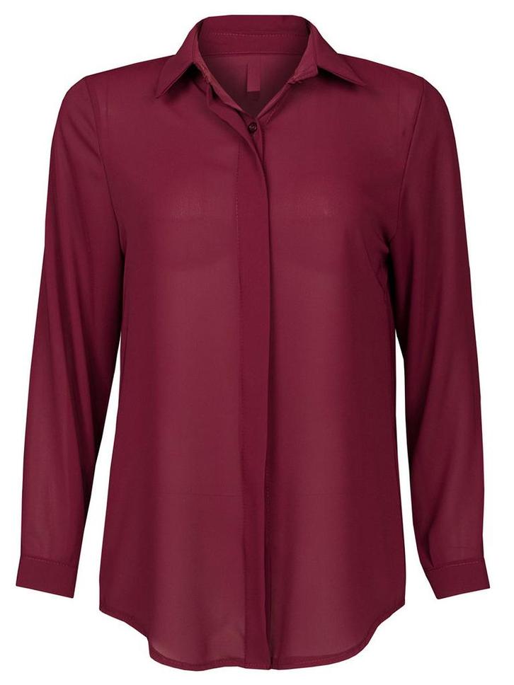 Blouse Janet Bordeaux, damestop met lange mouwen, Kleding | Dames, Tops, Verzenden