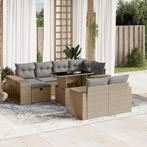 vidaXL 11-delige Tuinset met kussens poly rattan beige, Verzenden, Nieuw, Rotan, Tuinset