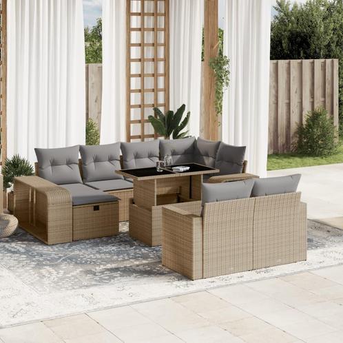 vidaXL 11-delige Tuinset met kussens poly rattan beige, Tuin en Terras, Tuinsets en Loungesets, Tuinset, Nieuw, Rotan, Verzenden