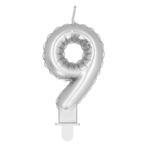 Zilveren Kaars 9 Jaar 8cm, Verzenden, Nieuw