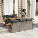 vidaXL 6-delige Loungeset met kussens poly rattan acacia, Verzenden, Nieuw, Rotan, Loungeset