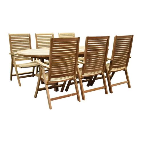 Arona Ovaal uitschuifbare dining tuinset 160-210x90 cm blad, Tuin en Terras, Tuinsets en Loungesets, Nieuw, Teakhout, Ophalen of Verzenden