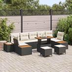 vidaXL Tuin Sofa Set met kussen 10 pcs Zwart Poly riet, Verzenden, Nieuw, Rotan