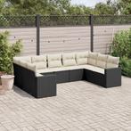 vidaXL 9-delige Loungeset met kussens poly rattan zwart, Verzenden, Nieuw, Rotan, Loungeset